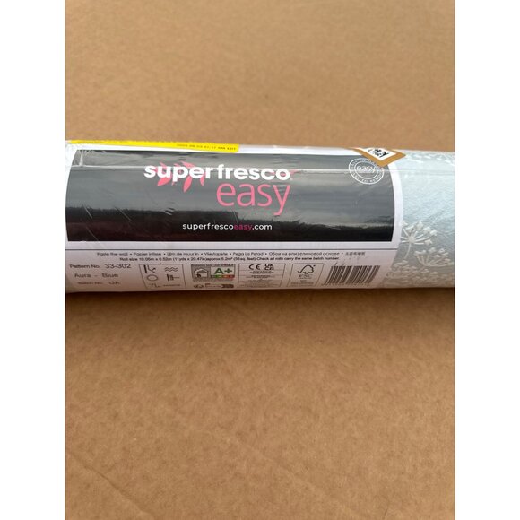 NEW Graham & Brown Aura Superfresco Blue Wallpaper 33-302 Floral Cottage Bloom - Picture 10 of 14